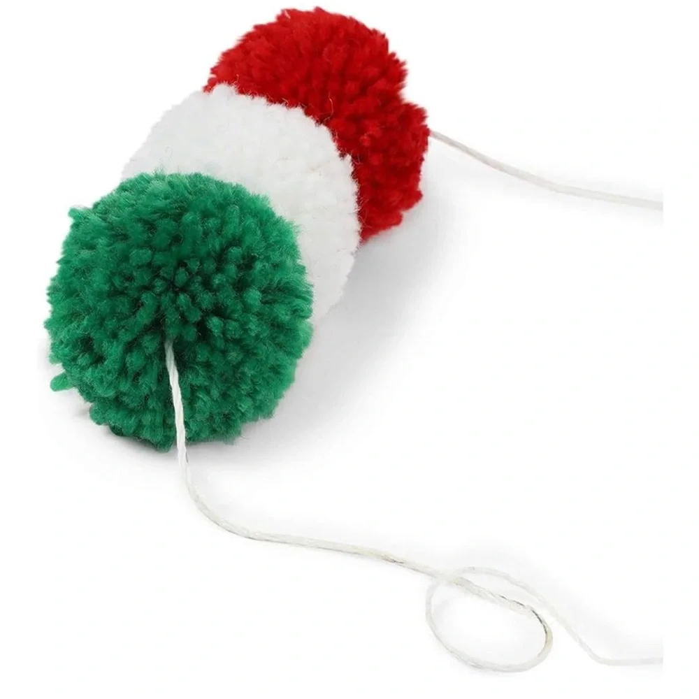 NEW 10 Ft Colorful Wool Pom-Pom Garland 24 Festive Balls for 3 Colors Christmas